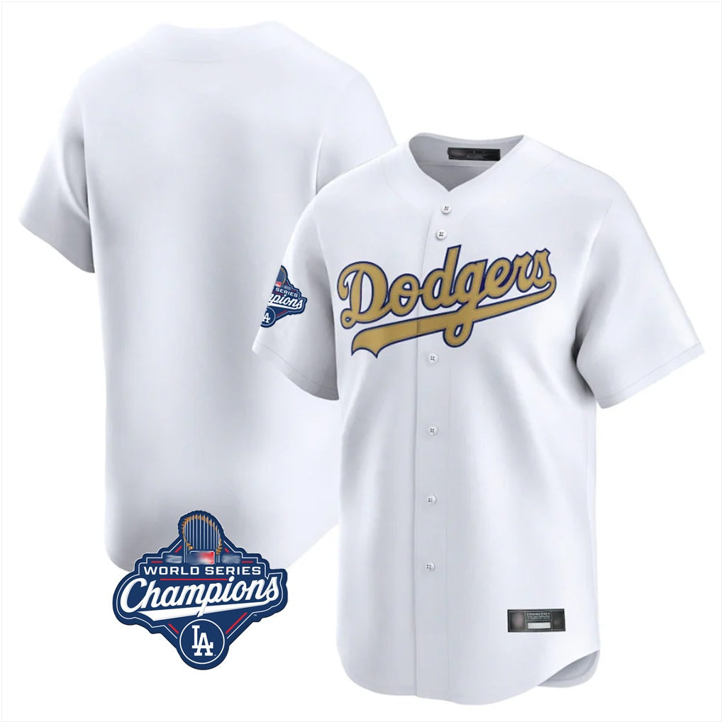 Los Angeles Dodgers Blank Player White Gold AmberGomez Collection Limited Home World Series Meet Stitched Jerseys