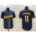 Milwaukee Brewers #11 Jackson Chourio Navy AmberGomez With Home Patch Limited Stitched Jersey