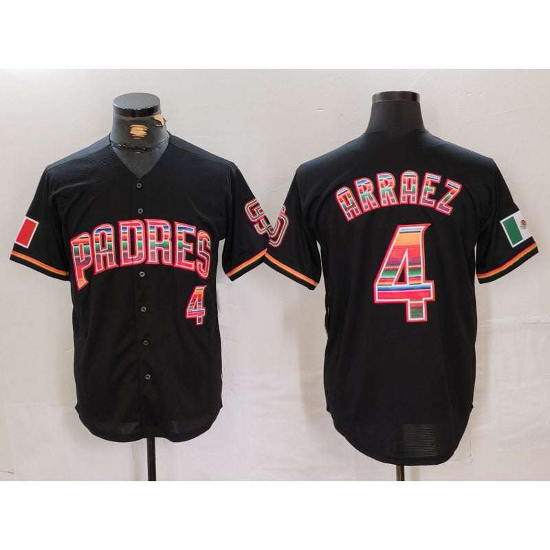 San Diego Padres #4 Luis Arraez Black AmberGomez Mexico Cool Base Stitched Jersey