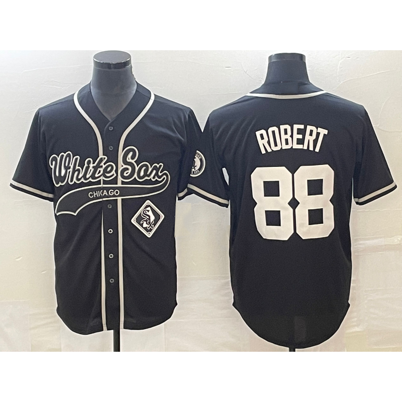 Chicago White Sox #88 Luis Robert Black AmberGomez Cool Base Stitched Jersey