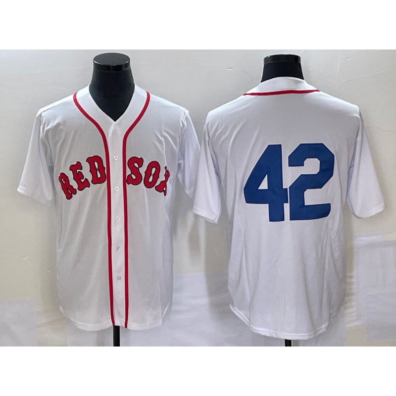Boston Red Sox #42 Jackie Robinson White AmberGomez Cool Base Stitched Jersey