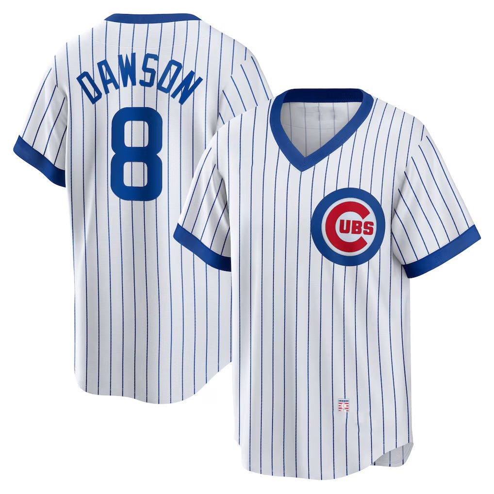 Chicago Cubs #8 Andre Dawson White AmberGomez Home Cooperstown Collection Player Jersey