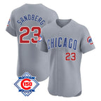 Chicago Cubs #23 Ryne Sandberg Player Gray AmberGomez Road 150th Anniversary Limited Elite Home Stitched Jerseys