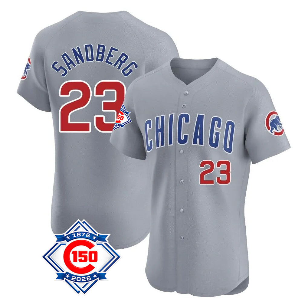 Chicago Cubs #23 Ryne Sandberg Player Gray AmberGomez Road 150th Anniversary Limited Elite Home Stitched Jerseys