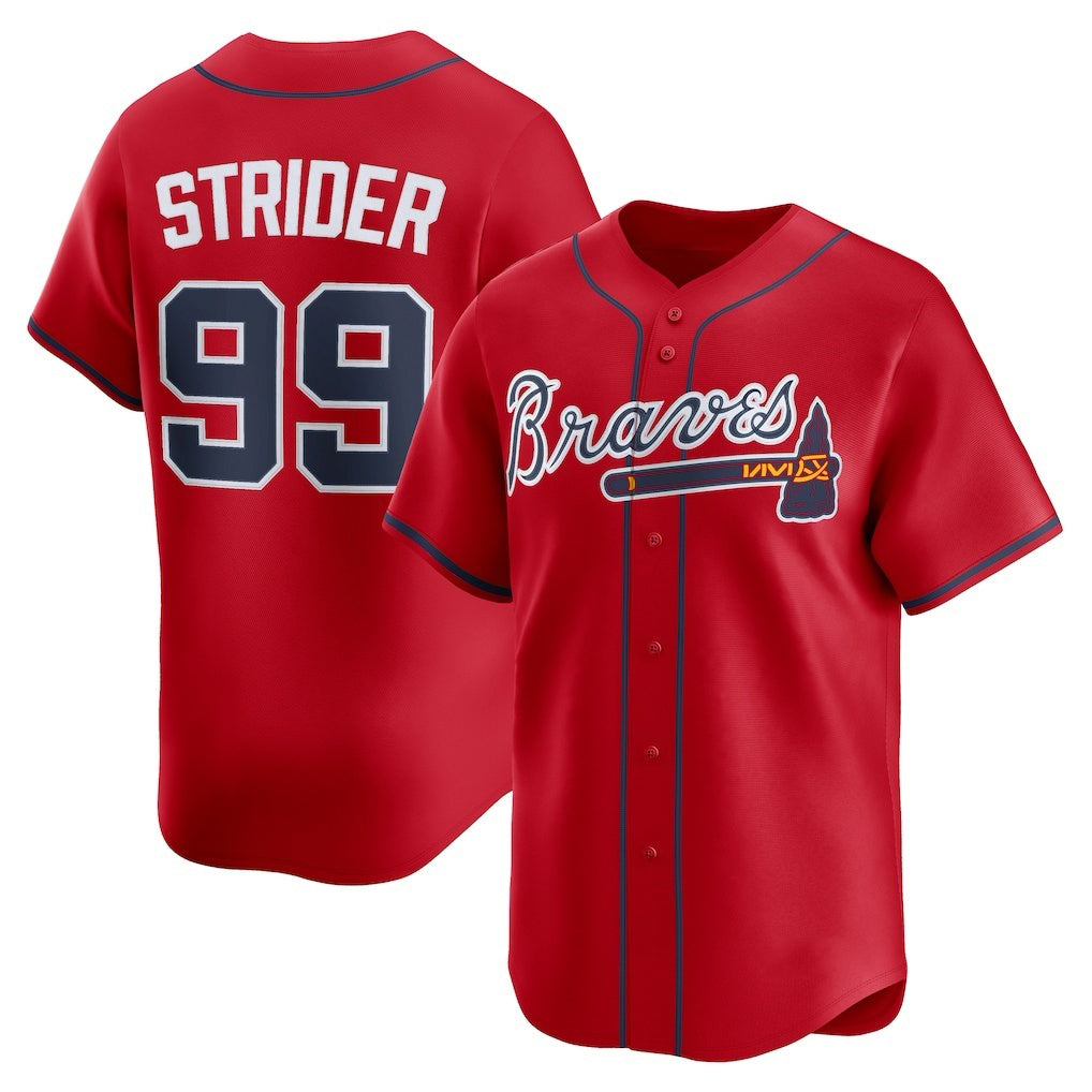 Atlanta Braves #99 Spencer Strider Red AmberGomez Alternate Limited Player Jersey