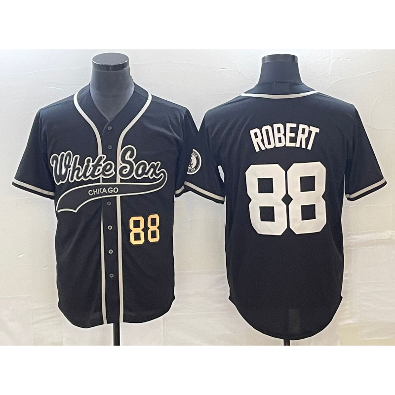 Chicago White Sox #88 Luis Robert Number Black AmberGomez Cool Base Stitched Jersey