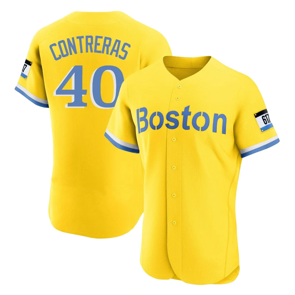 Boston Red Sox #40 Willson Contreras Player Yellow AmberGomez Limited Elite Home Game Stitched Jerseys1