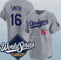 Los Angeles Dodgers #16 Will Smith Gray AmberGomez 2025 World Series Limited Stitched Jersey
