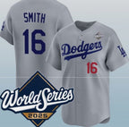 Los Angeles Dodgers #16 Will Smith Gray AmberGomez 2025 World Series Limited Stitched Jersey