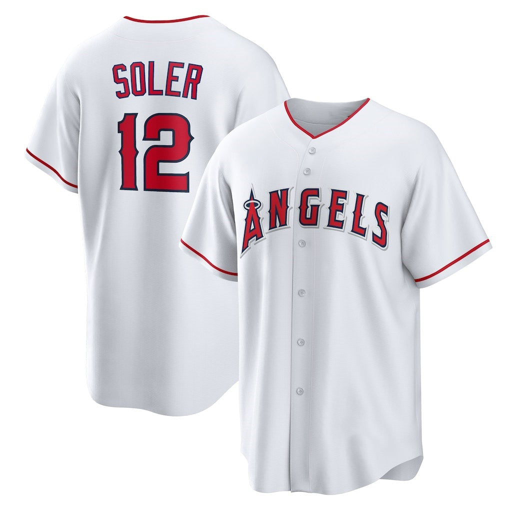 Los Angeles Angels #12 Jorge Soler White AmberGomez Home Replica Jersey