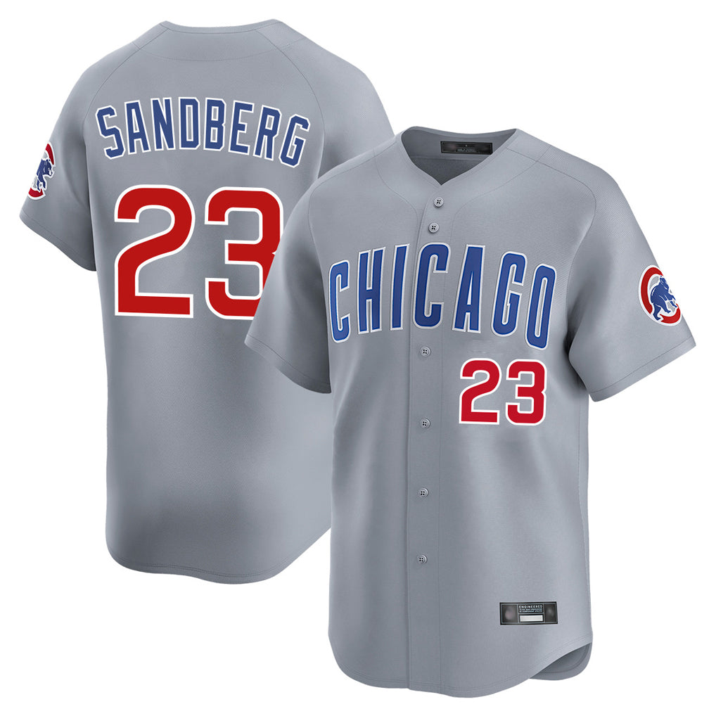 Chicago Cubs #23 Ryne Sandberg Player Gray AmberGomez Road Limited Home Stitched Jerseys