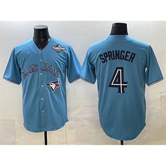 Toronto Blue Jays #4 George Springer Blue AmberGomez 2025 World Series Cool Base Stitched Jersey