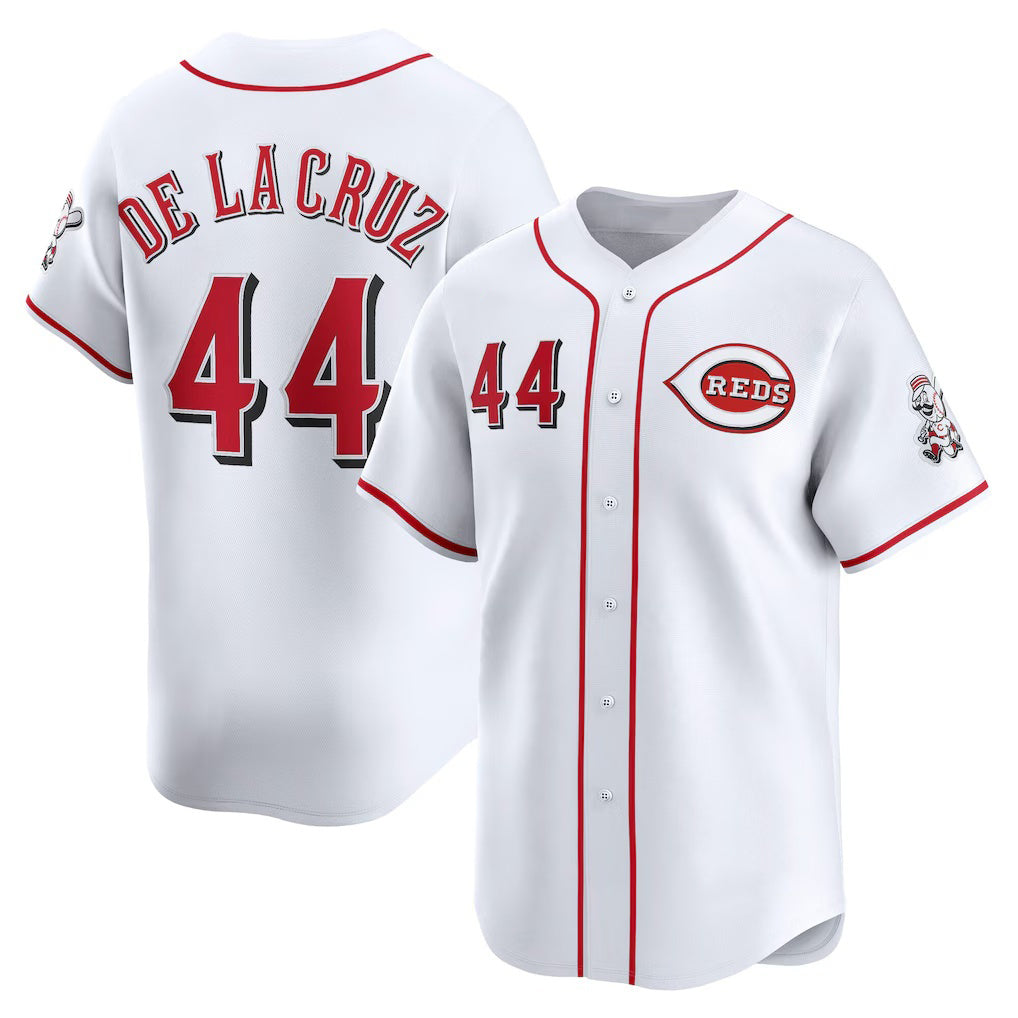 Cincinnati Reds #44 Elly De La Cruz White AmberGomez Home Limited Player Jersey