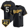 Los Angeles Dodgers #5 Freddie Freeman Black Gold AmberGomez With Jackie Robinson Patch Limited Stitched Jersey