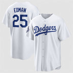 Los Angeles Dodgers #25 Tommy Edman White AmberGomez 2025 World Series Champions Home Cool Base Stitched Jersey