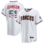 Arizona Diamondbacks #51 Randy Johnson Player White AmberGomez USA 250 Fourth of July Home Game Stitched Jerseys