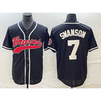 Atlanta Braves #7 Dansby Swanson Black AmberGomez Cool Base Stitched Jersey