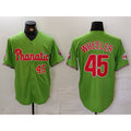 Philadelphia Phillies #45 Zack Wheeler Number Green AmberGomez With Patch Stitched Cool BaseJersey