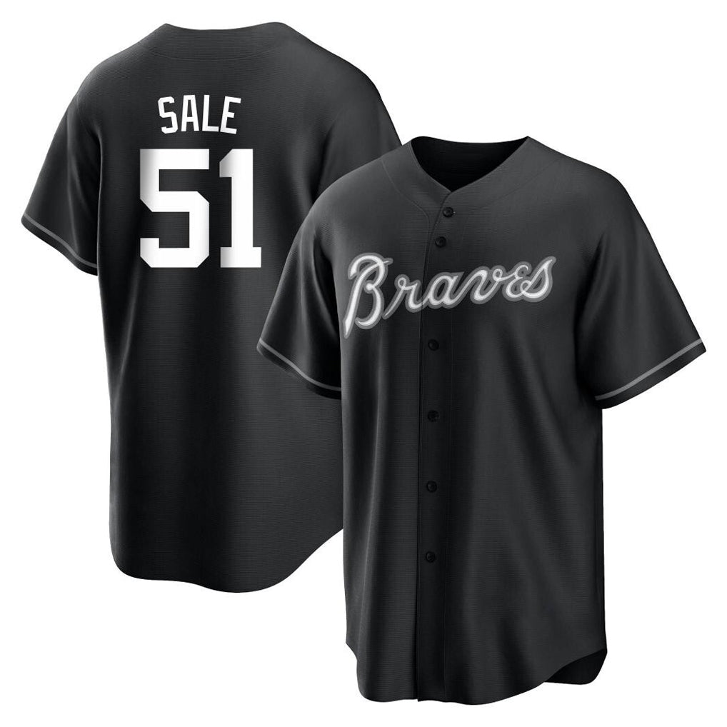 Atlanta Braves #51 Chris Sale Player Black AmberGomez Home Game Stitched Jerseys