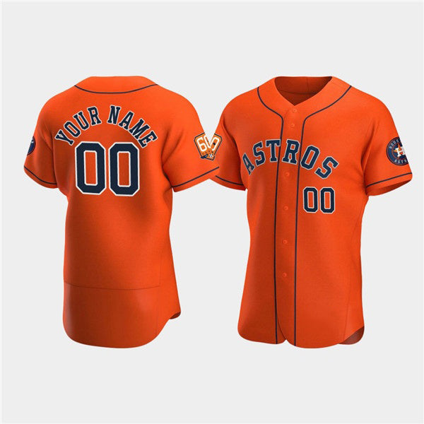 Custom Houston Astros Active Player Orange AmberGomez 60th Anniversary Flex Base Stitched Jersey