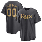Custom Tampa Bay Rays Active Player Charcoal AmberGomez 2022 All-Star Cool Base Stitched Jersey