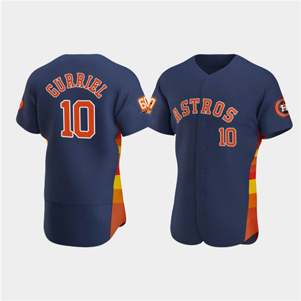 Houston Astros #10 Yuli Gurriel Navy AmberGomez 60th Anniversary Flex Base Stitched Jersey