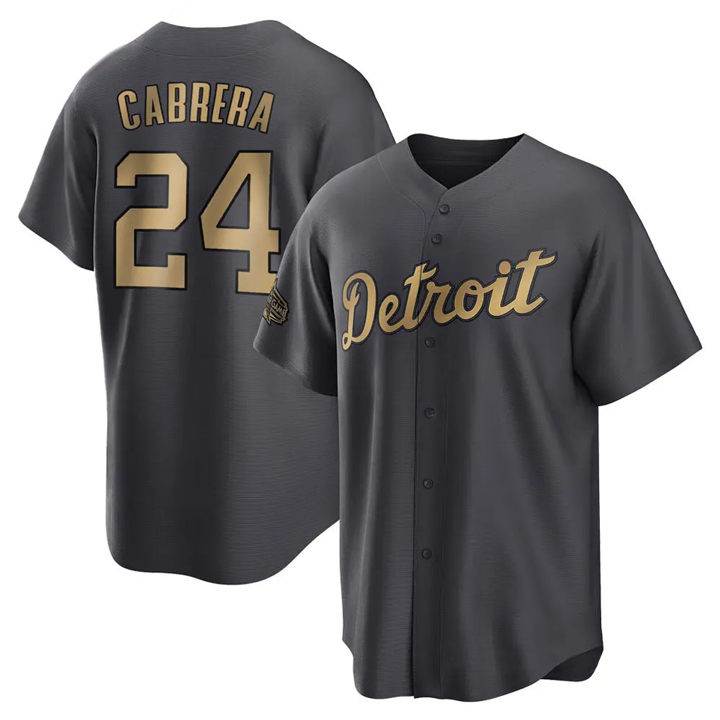Detroit Tigers #24 Miguel Cabrera Player Charcoal AmberGomez All-Star Home Game Stitched Jerseys