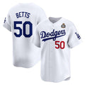 Los Angeles Dodgers #50 Mookie Betts White AmberGomez 2024 World Series Home Limited Cool Base Stitched Jersey