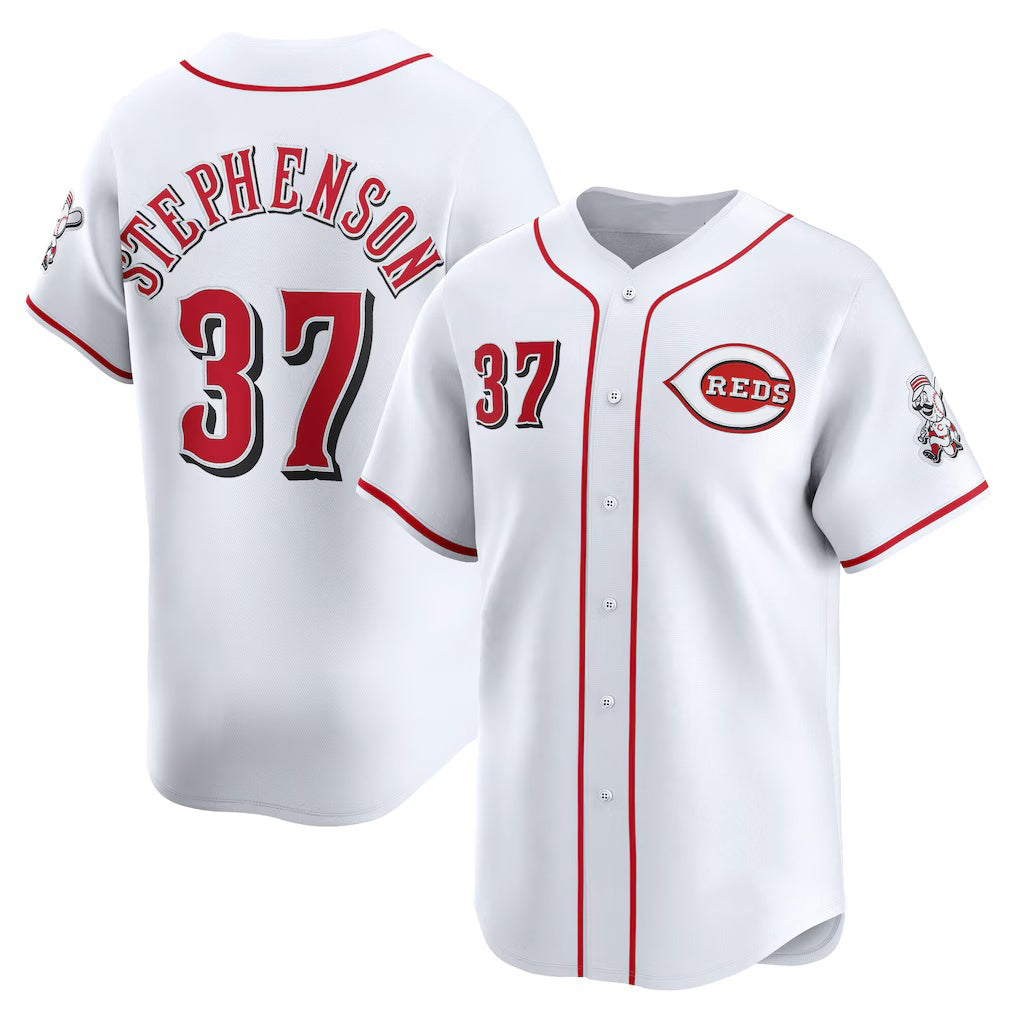 Cincinnati Reds #37 Tyler Stephenson White AmberGomez Home Limited Player Jersey