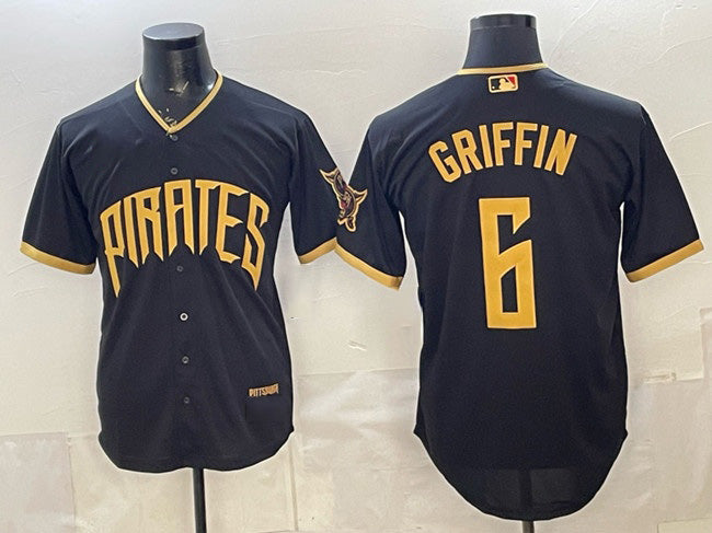 Pittsburgh Pirates #6 Konnor Griffin Black AmberGomez 2026 City Connect Stadium Stitched Jersey