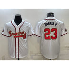 Atlanta Braves #23 Michael Harris II White Gold AmberGomez World Series Champions Program Cool Base Stitched Jersey