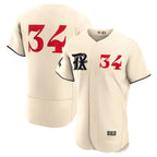 Texas Rangers #34 Nolan Ryan Cream AmberGomez 2023 City Connect Flex Base Stitched Jersey