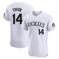 Colorado Rockies #14 Ezequiel Tovar Player White AmberGomez Limited Elite Home Stitched Jerseys