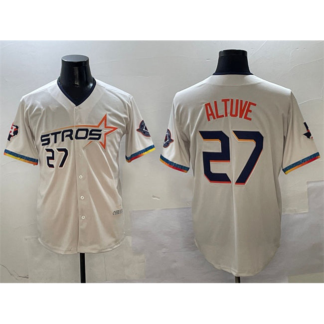 Houston Astros #27 Jose Altuve Cream AmberGomez 2025 City Connect With Texas Patch Limited Stitched Jersey
