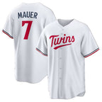 Minnesota Twins #7 Joe Mauer White AmberGomez Home Retired Player Replica Jersey