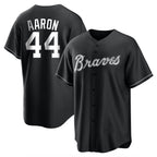 Atlanta Braves #44 Hank Aaron Player Black AmberGomez Home Game Stitched Jerseys