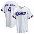 Texas Rangers #4 Joc Pederson White AmberGomez Home Replica Jersey