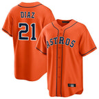 Houston Astros #21 Yainer Diaz Player Orange AmberGomez Home Game Stitched Jerseys