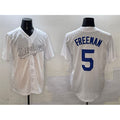Los Angeles Dodgers #5 Freddie Freeman White AmberGomez Fashion Cool Base Stitched Jersey