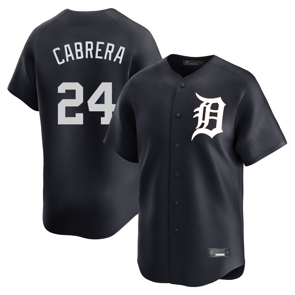Detroit Tigers #24 Miguel Cabrera Player Navy AmberGomez Home Limited Game Stitched Jerseys