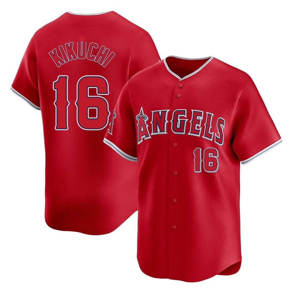 Los Angeles Angels #16 Yusei Kikuchi Player Red AmberGomez Home Limited Stitched Jerseys