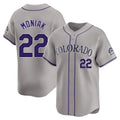 Colorado Rockies #22 Mickey Moniak Player Gray AmberGomez Limited Home Stitched Jerseys