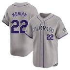 Colorado Rockies #22 Mickey Moniak Player Gray AmberGomez Limited Home Stitched Jerseys