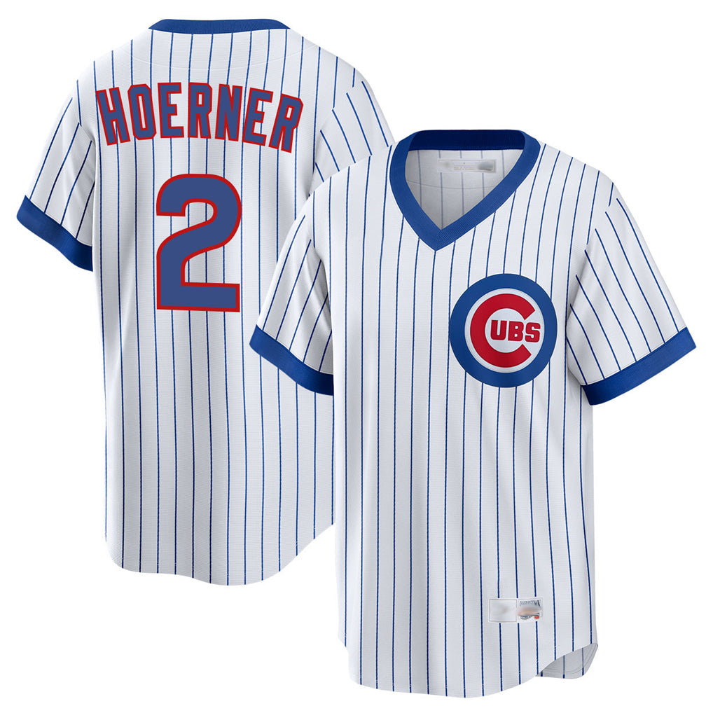 Chicago Cubs #2 Nico Hoerner Player White AmberGomez T-shirt Cooperstown Collection Limited Stitched Jerseys