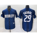 Detroit Tigers #29 Tarik Skubal 2024 Navy AmberGomez City Connect Cool Base Limited Stitched Jersey