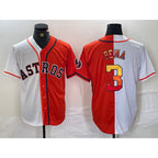 Houston Astros #3 Jeremy Pena White Orange AmberGomez Split Stitched Jersey 2