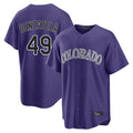Colorado Rockies #49 Antonio Senzatela Player Purple AmberGomez Game Home Stitched Jerseys
