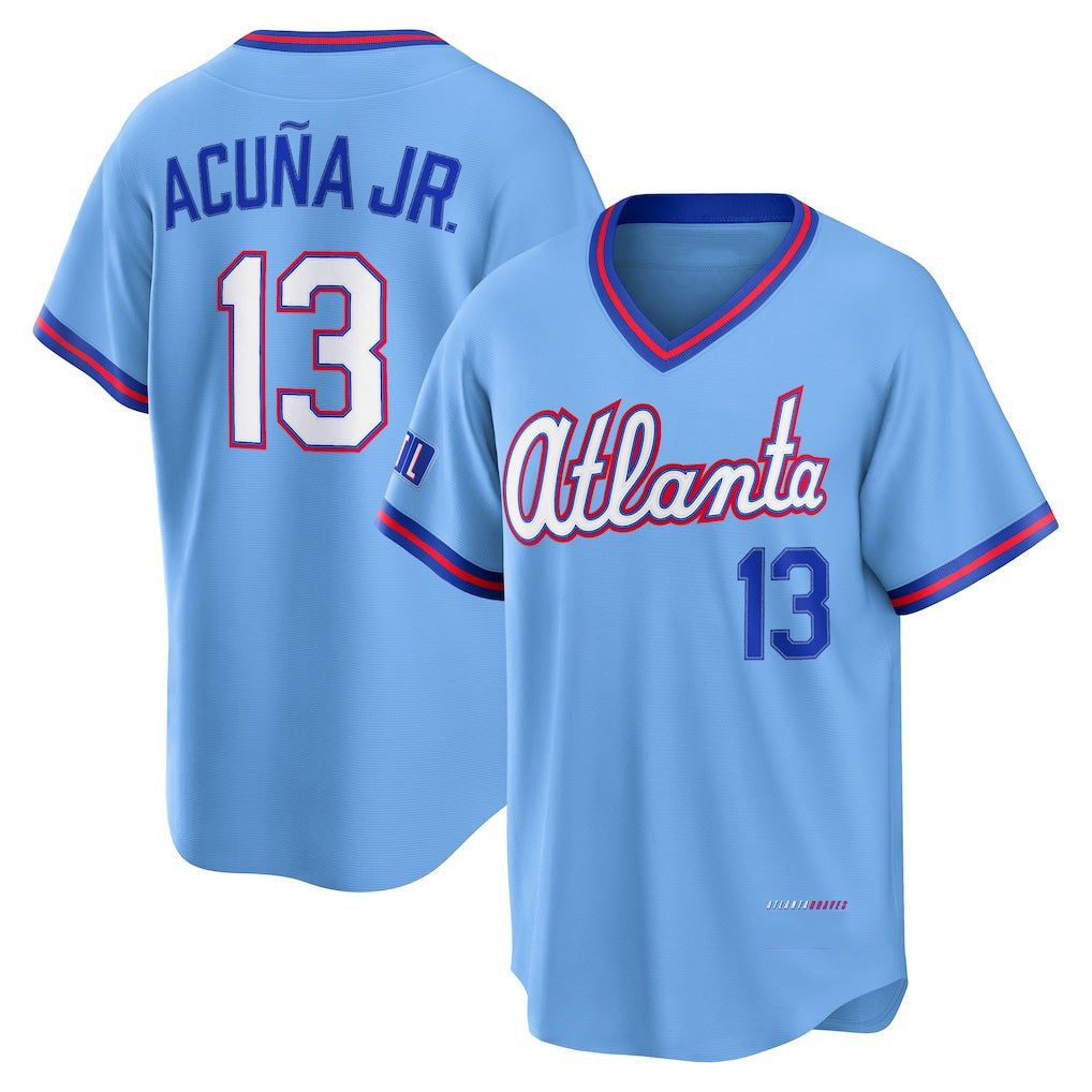 Atlanta Braves #13 Ronald Acu?a Jr. Powder Blue AmberGomez 2026 City Connect Stadium Jersey