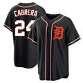 Detroit Tigers #24 Miguel Cabrera Player Black AmberGomez Fashion Out Home Game Stitched Jerseys