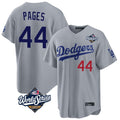 Los Angeles Dodgers #44 Andy Pages Player Gray AmberGomez World Series Game Home Stitched Jerseys